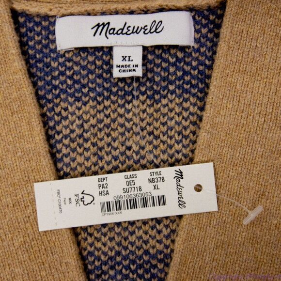 NWT Madewell Bayberry Cardigan Sweater in Buffalo Check, XL, Kim Kardashian - Picture 15 of 15